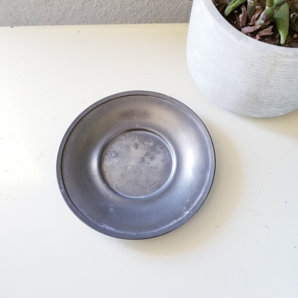 Vintage aged Silver saucer plate candle holder - Picture 3 of 4